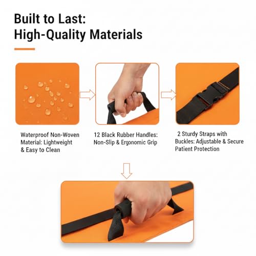 Portable Transport Stretcher with 12 Rubber Handles & Carrying Bag – Dog Stretcher & Gurney, Patient Animal Mover for Emergency Casualty Evacuation, 400lbs Capacity（2Pack Orange） - color: Orange2Pack, size: Two-Pack