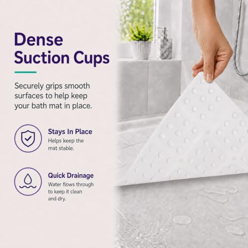 Webos Silicone Bath Mat with Suction Cups – Non-Slip Foldable Bathtub & Shower Mat, Durable & Quick-Dry Safety Tub Mat with Large Drain Holes for Families 28"x 14" White - color: White, size: 28" x 14" (Rectangular)