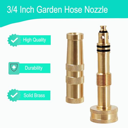 Solid Brass Adjustable Twist Hose Nozzle | Heavy Duty Jet Sweeper Nozzle, High Pressure 3/4" GHT Connector - style: Nozzle Twist+Jet 2P