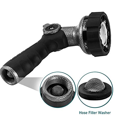 GREEN MOUNT Garden Hose Nozzle, Water Hose Spray Nozzle with Thumb Control On Off Valve for Easy Water Flow Control, Black-grey - color: Black-grey