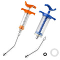 2Pcs Syringe with 2 Drench Nozzle Adjustable Dosage Reusable Drench Gun Syringe for Goat, Horse, Sheep, Dog, Pig, Cat (20ML+50ML) - size: 20ML+50ML