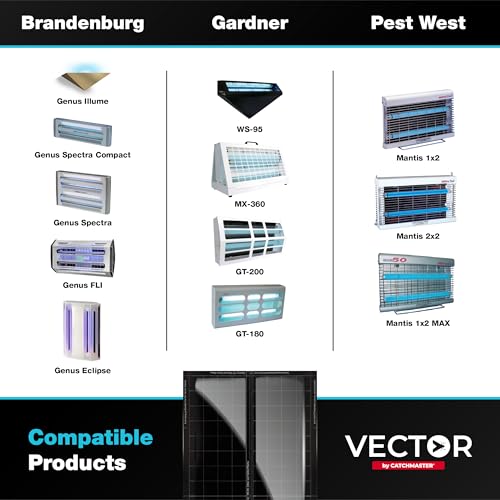 Catchmaster Vector Universal Replacement Glue Boards Black, UV Light Fly Trap for Home, Unscented Gnat Traps for House, UV Lamp Insect & Mosquito Killer Refill, Adhesive Bug Light Boards, 12-Pack - style: 12-Refills - Black