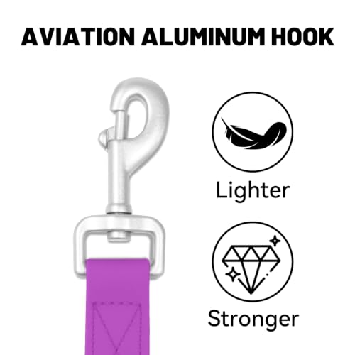 Waterproof Dog Leash with Double Handle, 6 FT Durable Odor-Proof Dog Leashes with Strong Aviation Aluminum Hooks Fits Small Medium or Large Dogs - color: Purple, size: 6FT - Double Handle