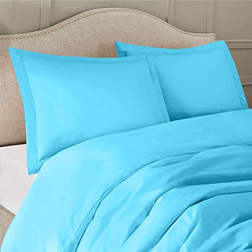 Clara Clark Duvet Cover Ultra Soft Double Brushed Microfiber - Comforter Cover with Button Closure and 2 Pillow Shams, Beach Blue, King - 90"x104" - color: Beach Blue, size: King