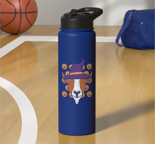 Halloween Goat Pumpkin Farm Animal Costume Men Women Kids Stainless Steel Insulated Water Bottle - color: Royal Blue