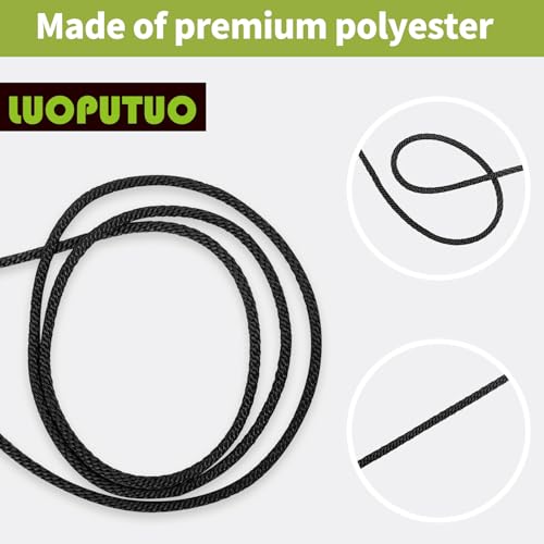 1/4 Inch × 500 FT Black Polyester Solid Braid Rope – UV & Abrasion Resistant, Low Stretch, Multipurpose for Flagpole Halyard, Clothesline, Camping, and Utility Tasks - size: 1/4 In×500 FT