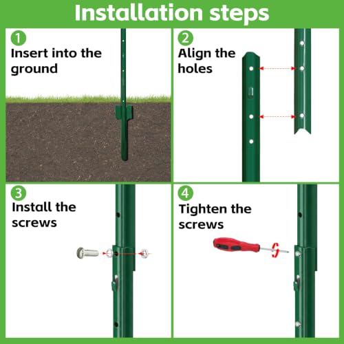 7ft Fence Posts, Pack of 10 - Sturdy Metal U-Posts & Step-in Stakes | No Digging Poles for Garden Wire Fencing and Yard Signs (Requires Assembly) - size: 7 Feet (Requires Assembly)