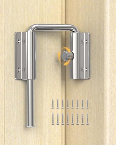 Sliding Door Loop Lock, Multi-Angle Barn Door Lock, Silver | Aluminum Alloy, U-Shaped Loop Latch for French/Fences/Windows/Screen/Patio Sliding Doors - color: Silver-1 PC