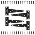 T Strap Hinges Heavy Duty, Shed Door Gate Hinges(Black) (4, 4 Pcs *6 inch) | 3 inch t hinges Heavy Duty Black Outdoor Tee Hinge for Wooden Fences, Barn Door Gates Hinge for Shed Door Hardware - size: 4 Pcs *6 inch