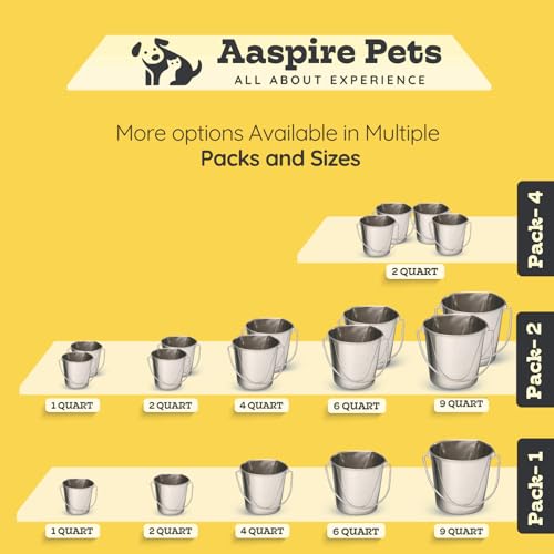 Flat Side Stainless Steel Bucket 6 Quart Hanging Feeding Utility Pail for XL Dog Goat Sheep Livestock, Fits Kennel Cage Crate Farm, Heavy Duty Food & Water Feeder, 1.5 Gallon Silver 2Pack - size: 6 Quart (Pack of 2)