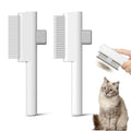 Pet Grooming Combo - Flea Comb(Dense Teeth) and Pet Hair Removal Comb(Long & Short Stainless Steel Teeth) with Release Button for Grooming Massaging and Cleaning Remove Fleas on Cat and Dog