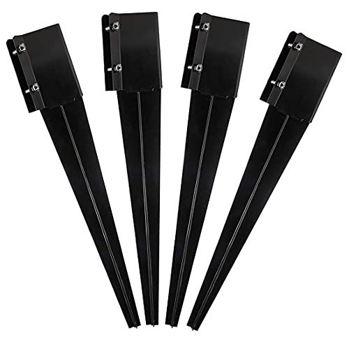 Fence Post Anchor Metal Ground Spike Black Fences Stakes Posts | Heavy Duty Metal Fence Anchors Support Base for 4"X4" Mailbox or Fence Post, 24"X4"X4" Outer(3.5"X3.5" Inner Dia), Pack Of 4.