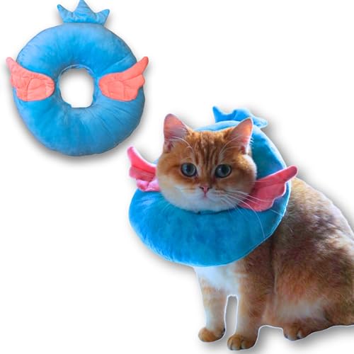 Adjustable Comfy Flower Style Elizabeth Collar for Cats Puppies Soft Recovery Cone Pet Protective Neck Collar (Blue Angel Wing, Medium) - color: Blue Angel Wing, size: Medium