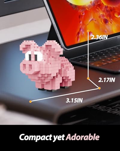 QISHOUTING Pig Mini Building Toy for Kids, Farm Animals Mini Pig Building Blocks & Learning Toy for Girls Boys, Pig Figurine Toys for Adults Girls, Birthday Party Favors Stocking Stuffers - style: Pig
