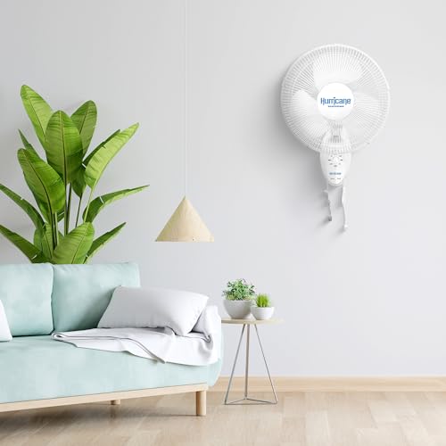 Hurricane Supreme 90-Degree Oscillating Wall Fan, 3 Speeds, White - 12in | Quiet Operation - Wall Mount Corded Electric Air Cooling Unit with Adjustable Tilt & Pull Cords for Home, Garage & Workshop - style: 12" Supreme