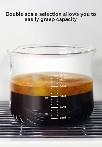 Espresso Cups, 100ML/3OZ Espresso Cups, Espresso Shot Glasses with V-Shaped Mouth, Clear Accessories, Milk Frothing Pitcher (1pcs)