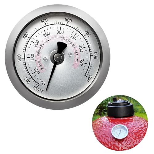 BBQ Grill Temperature Gauge Waterproof Large Face for Kamado Joe JR Barbecue Charcoal Grill Stainless Steel 150-900°F Cooking Thermometer (2.5" for KJ) - size: 2.5" for KJ
