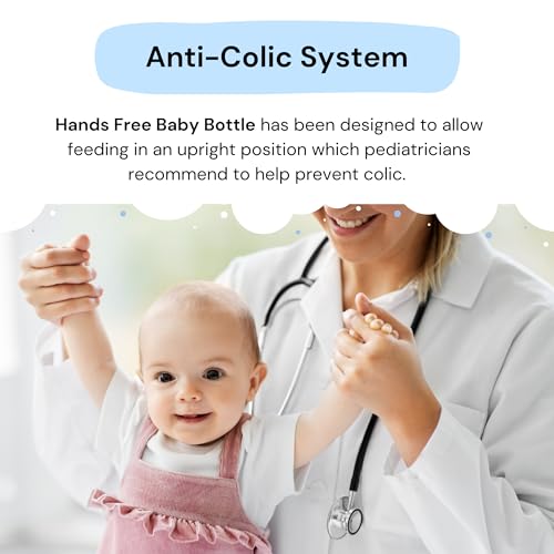 Hands-Free Baby Bottle - Anti-Colic Nursing System 9 oz Baby Bottle with Fast Flow Nipple/Teat 3m+ with Tube Straw Feeding System for Toddler (2 Bottles - Elephant)
