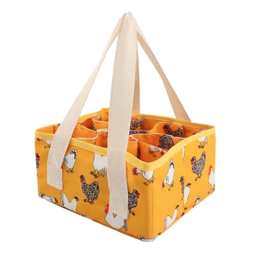 Eggs Collecting Basket, Large Egg Bags with 9 Pouches, Durable Canvas Egg Holder for Duck, Chicken, Goose Eggs(COLOR:Yellow) - color: Yellow