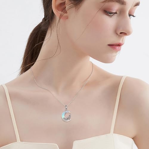 Snake Moon Necklace - 925 Sterling Silver Moon Pendant Necklace - Snake Jewelry for Women - style: Wolf