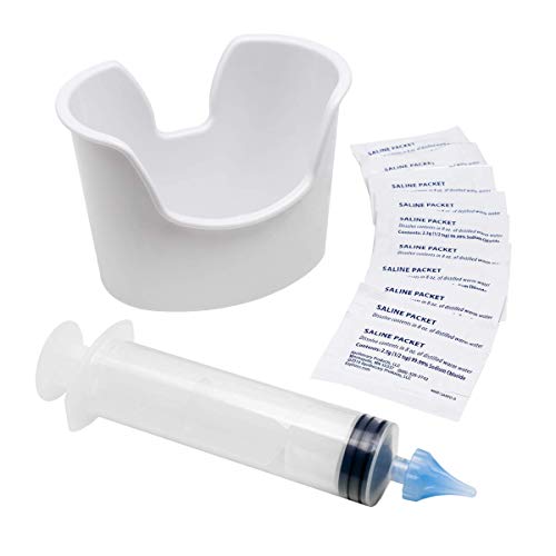 Acu-Life Ear Wax Cleaner Kit with Syringe, Basin & 10 Saline Packs | Tri-Stream Tip Supports Effective Rinsing, Includes Basin & Pre-Measured Packs For Simple Routine Use, Easy Handling Design - style: 10 Saline Packs, Syringe & Basin