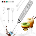 Colarlemo Milk Frother Handheld Rechargeable, Frother Wand Drink Mixer Electric Whisk for Coffee, Detachable With 3 Stainless Whisks, Hand Mixer for Lattes, Cappuccino, Matcha, Egg, No Stand, Silver - color: Silver, style: without stand
