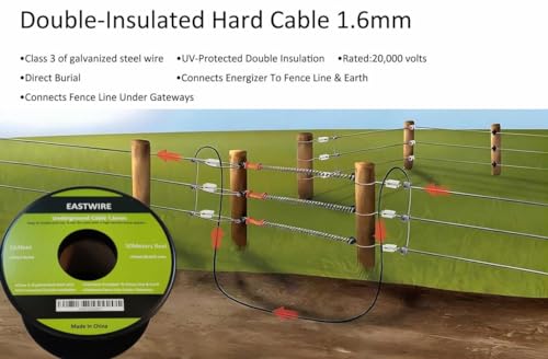 1.6mm 82ft Electric Fence Double Insulated Wire Underground | Electric Fence Double Insulated Underground Hard Cable, Direct Burial 25meters - size: 25meters/82ft, style: 1.6mm