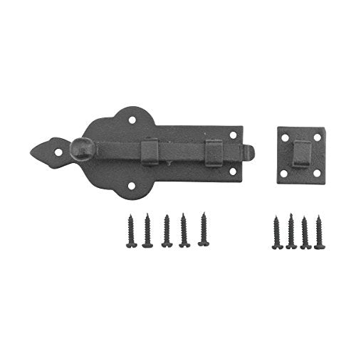 Renovators Supply Manufacturing Slide Bolt Latch 3 3/4 in. Black Wrought Iron Ball Tip Style Slide Bolt with Mounting Hardware Pack of 2 - size: Pack of 2, style: 3.75 inch - Ball Tip
