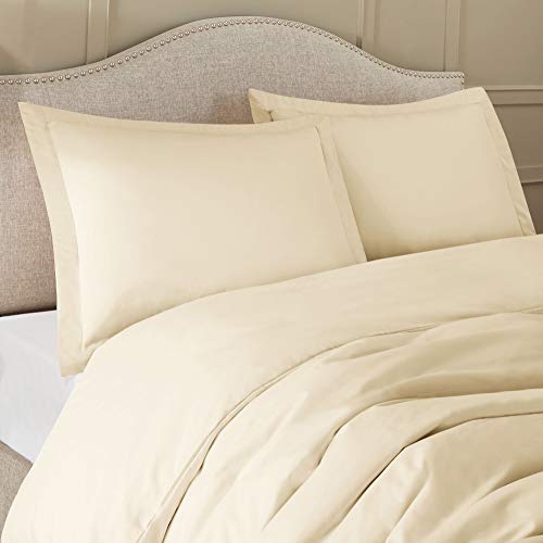 Clara Clark Duvet Cover Ultra Soft Double Brushed Microfiber - Comforter Cover with Button Closure and 2 Pillow Shams, Cream, Queen - 90"x90" - color: Beige Cream, size: Queen