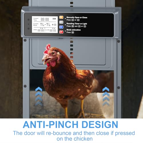 Automatic Chicken Coop Door Solar Powered with Timer & Light Sensor | Automatic Chicken Door with LCD Display, Solar Chicken Coop Door with Remote Control, Anti-Pinch Function & Made of Al-Alloy - color: Blue