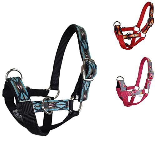 Tahoe Tack Nylon Overlay Sheep and Goat Training Halter with Padded Noseband - 6 Month Warranty - color: Blue Aztec, size: Medium Sheep/Goat