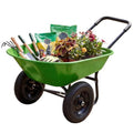 IRONMAX Dual-Wheel Wheelbarrow with All-Terrain Wheels, 220LBS, Light Green | Heavy Duty Wheel Barrow Gardening Cart, Yard Cart with Built-In Stand for Lawn, Farm & Planting - color: Light Green