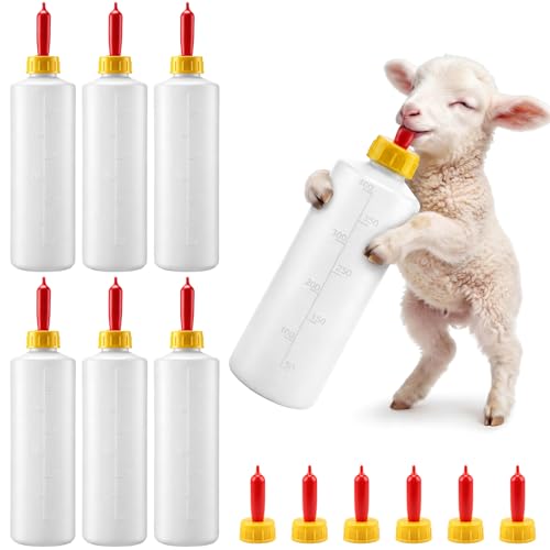 Pcs Goat Feeding Bottles 400ml/13.5oz with Nipples, Lamb Feeding Kit, Goat Nipple and Bottle Set, Livestock Baby Bottle for Sheep, Lamb, Calf, Baby Goats Puppies, Farm Milk Feeder Set