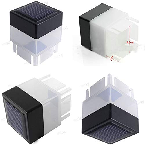 Solar LED 2In x 2In(5cm x 5cm) Fence Post Cap for Wrought Iron and Aluminum or Garden, Solar Fence Lights - 8 Pack (White Light)