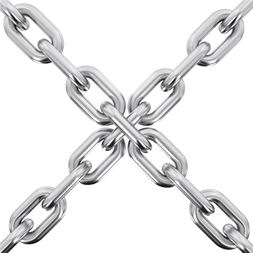 2 Pcs 1/4 x 23 Inch Link Chain 304 Stainless Steel Coil Chain, 6mm | for Transport Tie Down Binder Chain Pulling Towing Hanging, Home, Camping, Pet Towing - size: 23 x 1/4 inch