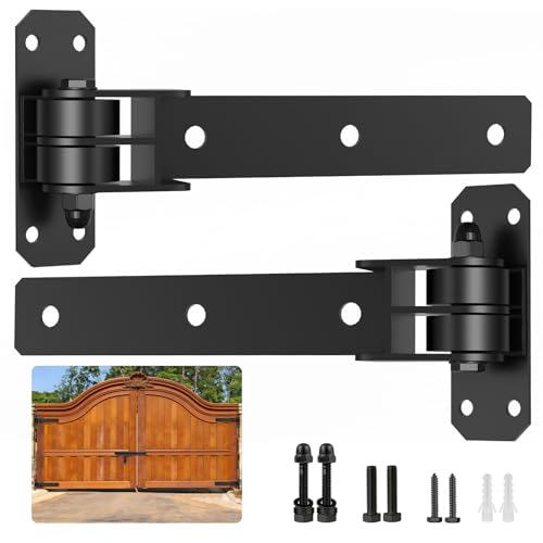 Heavy Duty Gate Hinges, 900 Lbs Capacity and Sealed Built-in Ball Bearings | 13" Bolt-On or Weld-On Hinges,180° One-Way Open Gate Hinges for Wooden/Metal Gates,Driveway Gates,Fence, Sheds( Matte black)