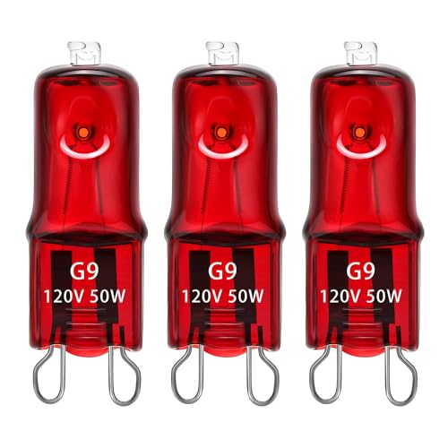 3 Pack G9 Infrared Heat Lamp Bulbs - Dimmable Night Red UVA Reptile Heat Lamp, 2 Pin Base Mini Reptile Light Bulb Replacement (50 Watt)