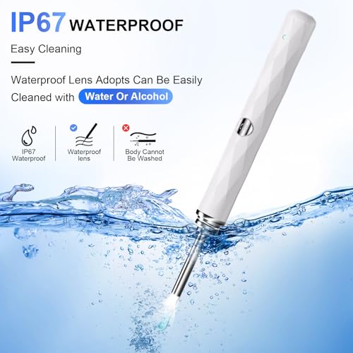 High-Definition Ear Wax Removal, Wireless Ear Cleaner, Safe and Gentle Ear Wax Removal Kit, Rechargeable Ear Cleaner with Camera and Light, Ear Cleaning Kit for Android and iOS (White) - color: White