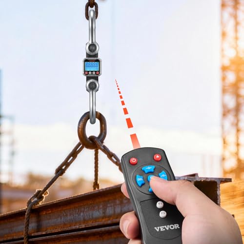 VEVOR Digital Crane Scale, 22000 lbs/10 T Max Capacity, Heavy Duty Industrial Hanging Scale with Cast Aluminum Case & LCD Display, 5 lbs Division & 3 Unit Switch, Remote Control for Garage Factory