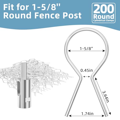 200 Pcs 1-5/8" 11-Gauge Galvanized Steel Twist Fence Ties with Drill Chuck | Pre-cut EZ chain link fence ties tools, corrosion resistant fasteners fit T&U posts for farm garden livestock fence repair
