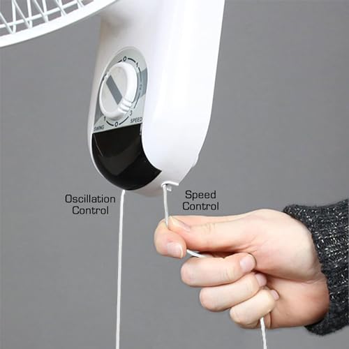 Hurricane Classic Oscillating Wall Mount Fan, 3 Speeds, White, 16in | Corded Electric Air Cooling Unit w/ Easy Pull Cord Controls for Home, Grow Tents, Offices, Sheds, Studios, Garages & Dorms - style: Classic