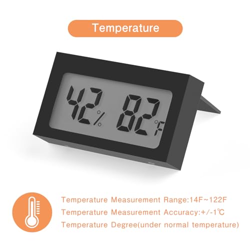Digital Hygrometer Thermometer with LCD Display Indoor Temperature Gauge Humidity Meter for Home or Greenhouse (Black, 4 Pack) - color: Black