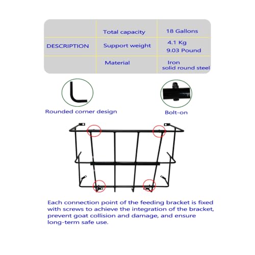 Hay Feeder Goat 18 Gallon Hay Rack,Heavy Duty Iron Wall Hay Rack for Sheep,Cattle,Livestock in Farm Indoor Outdoor Uses