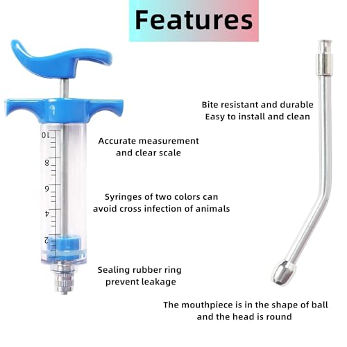 1 Pcs Goats Feed water filler, Drench Nozzle, Reusable, Adjustable Dosage, for Cattle, Sheep, Goats, Horse, Pig, Dog Supplies (Blue 10ml) - size: A (10ml)