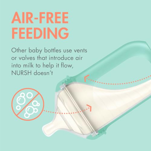 Boon Nursh Bottles - Medium Flow - Silicone Baby Bottles Help Ease Colic Symptoms - Formula and Breast Milk Only Touch Platinum Food-Safe Silicone - Mint - 3-6 Months - 3 Count - 8 Ounce - color: Mint, size: 8 Ounce (Pack of 3)