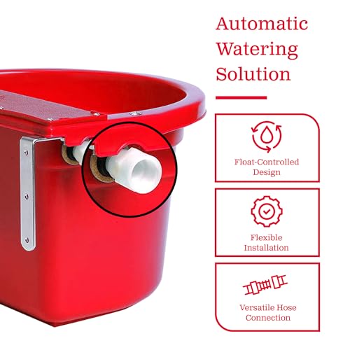 Little Giant FW16RED 4 Gallon Capacity Automatic Float Controlled Waterer Animal Horse & Cattle Livestock Water Trough, Red (4 Pack)