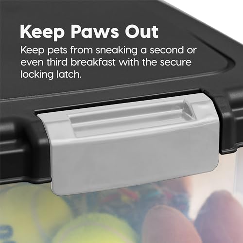 IRIS USA Dog Food Storage Container, Airtight, 30 lb Capacity, Wheels | Airtight seal keeps kibble, bird seed, and pet food fresh while wheels provide easy mobility around the home. - color: Black, size: 30 lbs