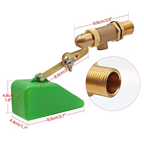 1/2 Inch Brass Float Valve for Pond Auto Fill Float Ball Valve | with Adjustable Arm, Water Float Valve for Water Tank, Water trough, Water Feature, Swamp Cooler, Stock Tank, Fountain