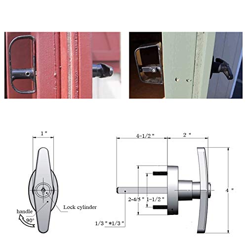 6" T-Handle Shed Door Lock Handle with Lock Keyed Alike Garage t Handle Shed Latch Hardware Locking Handle Lock with 4 Keys & Allen Wrench 1kit - size: 6" T-Handle Lock 1kit