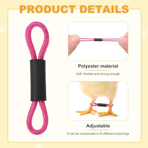 M METERXITY 100-Pack Adjustable Chick Leg Bands, 1.38" x 0.2" Polyester Chicken Leg Brace for Chicks/Ducks/Birds [Rose Red] Poultry Leg Bands - color: Rose Red
